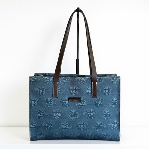 Authentic Dooney & Bourke Vintage Blue Canvas Denim Tote Bag - Picture 1 of 14
